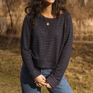 Jackson Rowe Striped Crop Style Long Sleeve Soft Casual Top Sz Medium